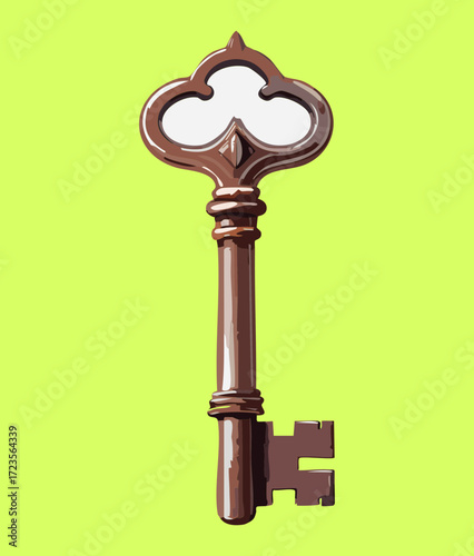 Vintage brown skeleton key with a cloud-like shape on its handle, representing dreams and magical access