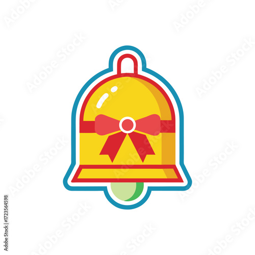 Christmas Bell Icon with Ribbon – Festive Holiday Vector Illustration