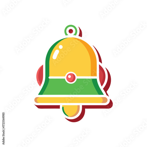 Christmas Bell Icon with Ribbon – Festive Holiday Vector Illustration