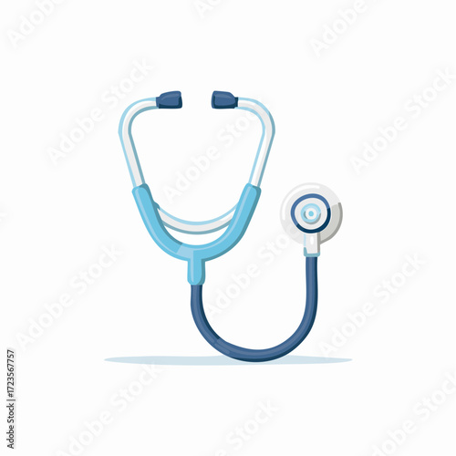 A light blue medical stethoscope, a symbol of healthcare and medical examinations.