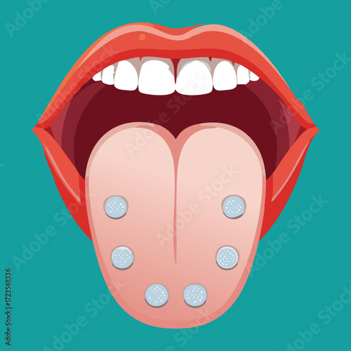 Full Mouth and Tongue Illustration with Focused View on Muscle Structure and Movement for Speech	