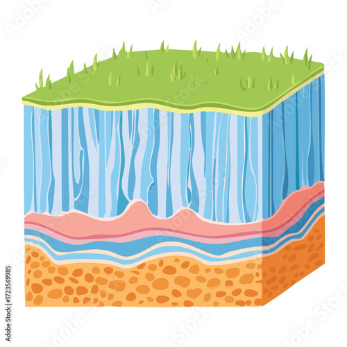 Microscopic cross-section of the healthy intestinal wall, depicting the layers of tissue, mucosa, and submucosa	