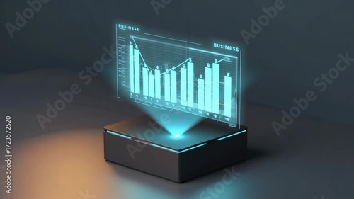 Projected business graph on a dark surface
