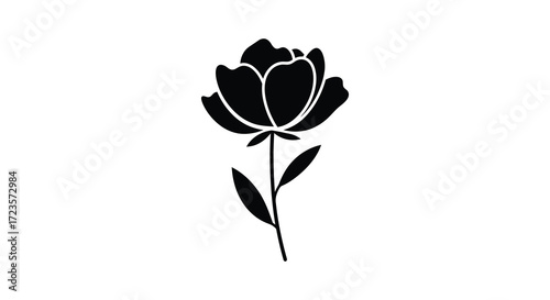 Simple black tulip flower illustration on a white background silhouette