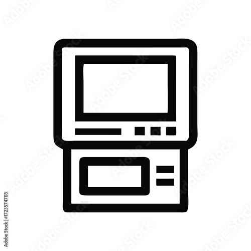 Black and White ATM Machine Icon for Finance and Banking