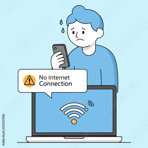 Vector illustration of WiFi signal disconnected
