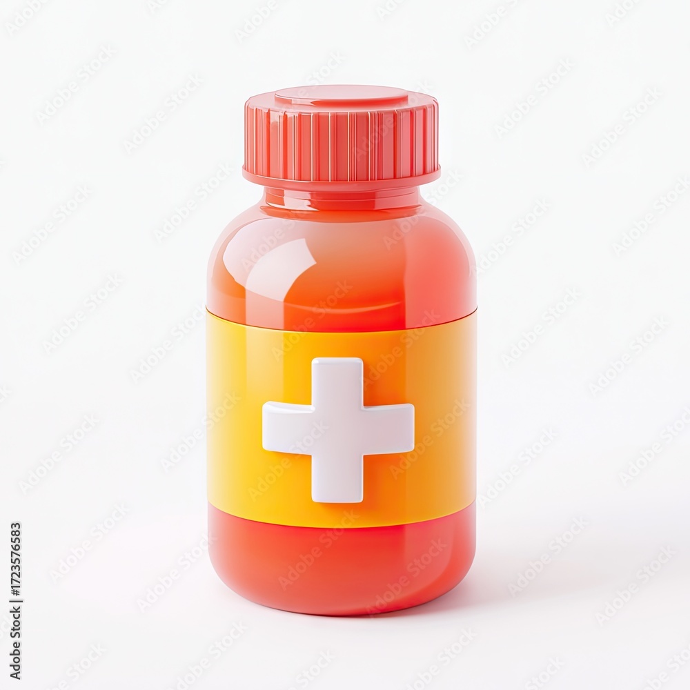 Obraz premium Orange medicine bottle with white cross
