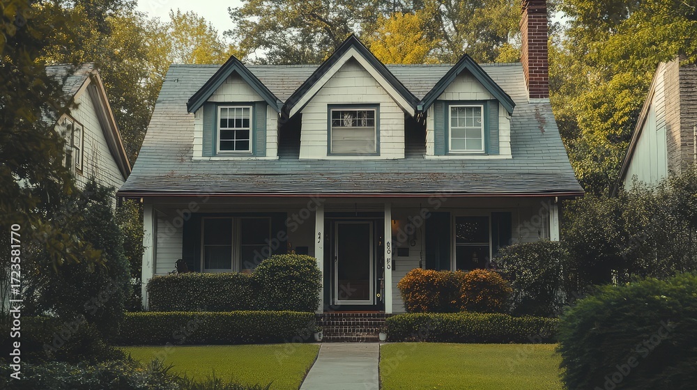 Naklejka premium medicl focusing on a suburban house with a vintage medical theme
