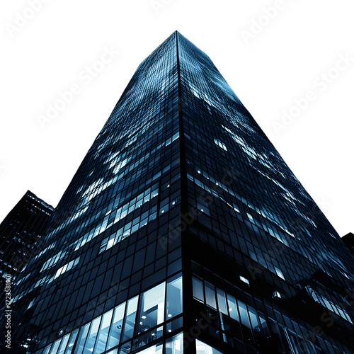 Glowing Skyscraper at Night Looking Up Background Image