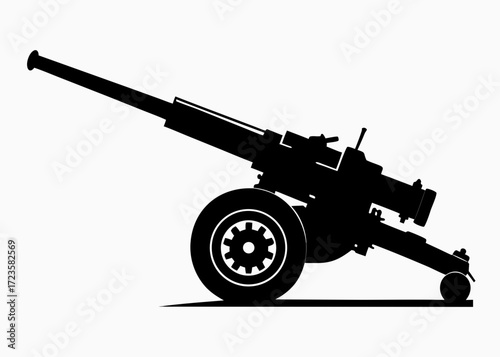 Field howitzer vector silhouette on white background