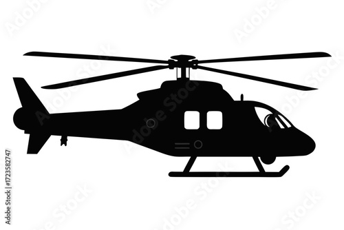 Attack helicopter vector silhouette on white background