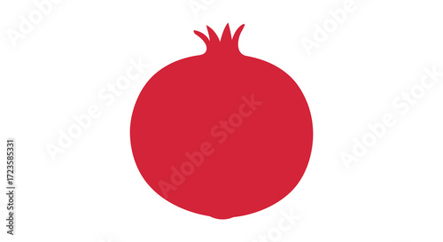 A vibrant red pomegranate illustration with a striking design silhouette