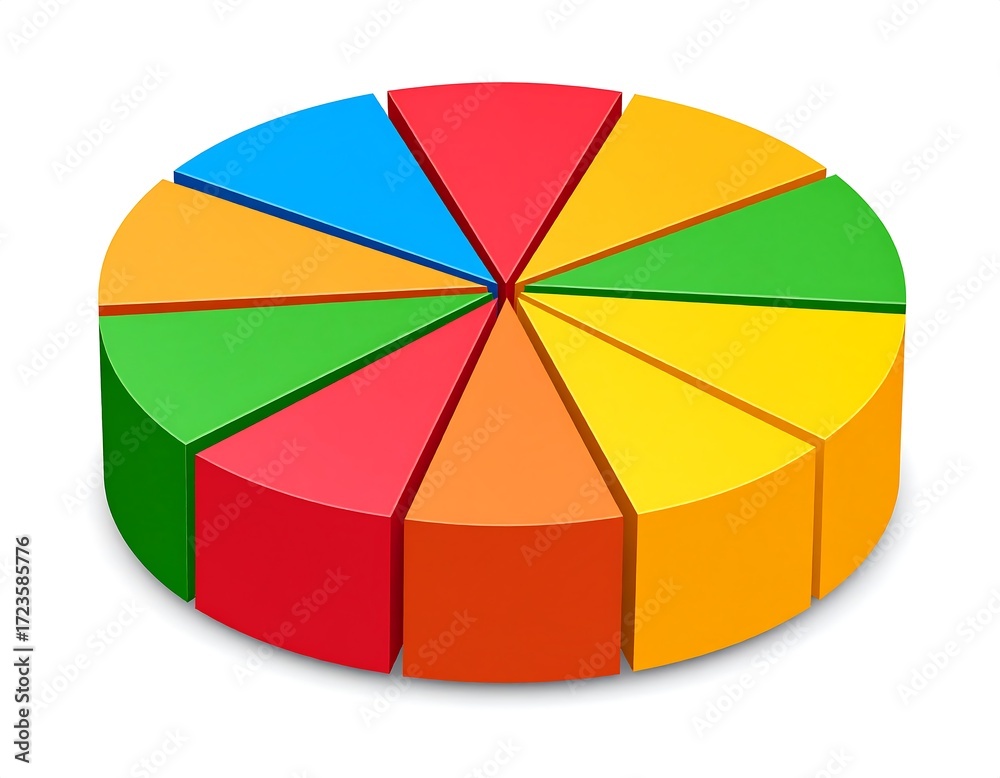 Obraz premium Colorful 3D pie chart graphic