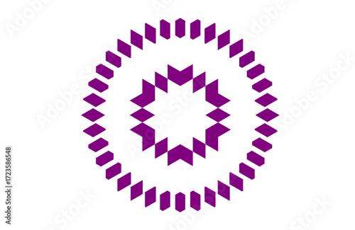 Abstract geometric mandala pattern with concentric star and diamond shapes in purple, modern ornamental circular design, sacred symmetry, hypnotic kaleidoscope inspired vector artwork