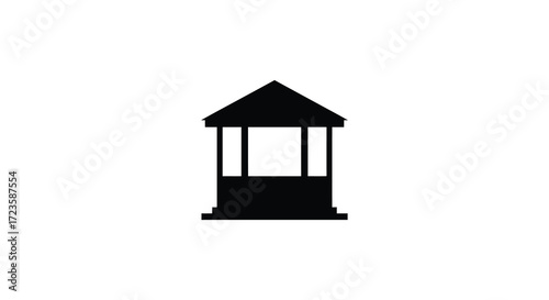 Simple black gazebo icon against white background a striking silhouette