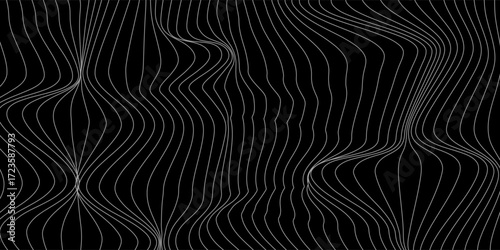 3D Vector wave lines pattern smooth curve flowing dynamic white light isolated on black background for concept of technology, digital, communication, science, music