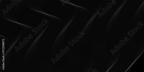 3D Vector wave lines pattern smooth curve flowing dynamic white light isolated on black background for concept of technology, digital, communication, science, music