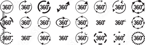 set of 360 degree rotation circle icons vector illustration for ui ux design minimalistic flat style ai eps jpeg png