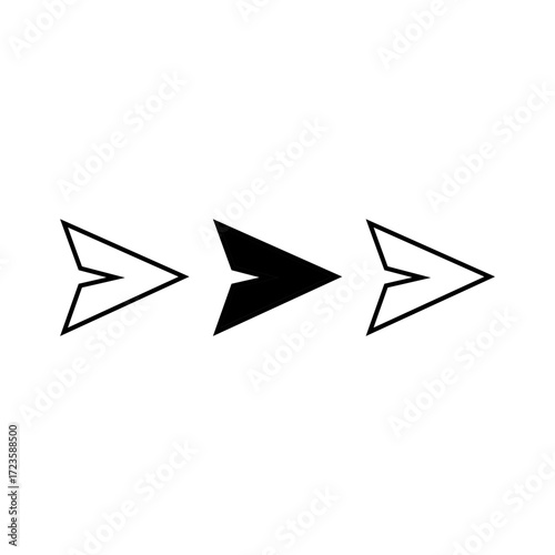 Simple, clean, and modern graphic of three right-pointing arrow icons.