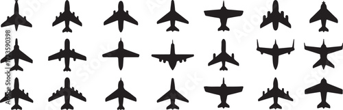 vector silhouettes of different airplanes top perspective collection ideal for aircraft design and aerodynamics study