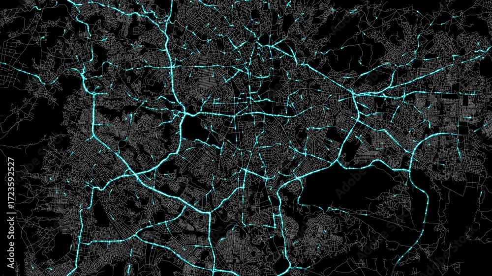 Traffic Flow Simulation Map Urban Traffic Flow Map Simulation in Addis Ababa, Ethiopia, GPS Smart ...