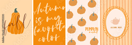Fall abstract illustration with warm doodle vector style for autumn thanksgiving cards, ideal for festive poster design or rustic seasonal home