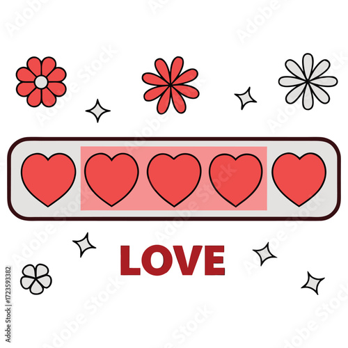 Love Health Bar Vector Full Four Hearts Romance Status