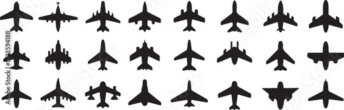 aircraft silhouettes icon set vector collection airplane silhouette graphics aviation plane top view for infographic