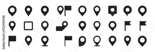 black teardrop and circle map pin icons vector ai eps jpeg png for digital maps navigation and interface