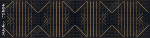 Black gold geometric seamless pattern background for banners, wall decor, textiles and interior design.