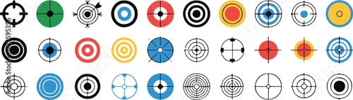 30 minimal vector target reticles and crosshair icons for sniper and scope interfaces