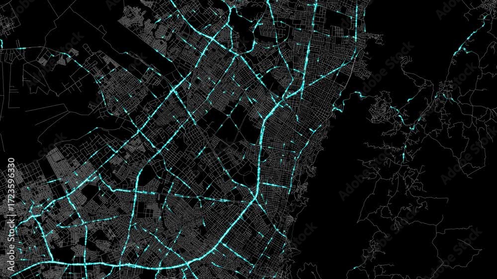 Vídeo do Stock: Urban Traffic Flow Map Simulation in Bogotá, Colombia ...