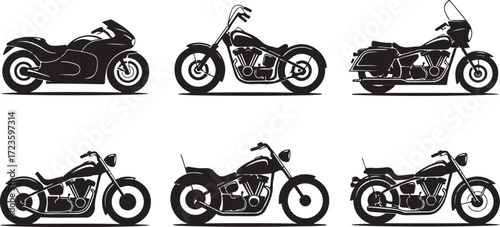 Motorcycle Silhouette Vector Collection Classic and Modern Bike Designs for Projects
