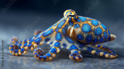 blue-ringed octopus beautiful bright octopus at the bottom of the ocean