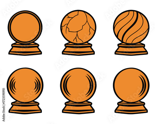 Collection of Orange Halloween Crystal Balls with Variations in Design and Pattern