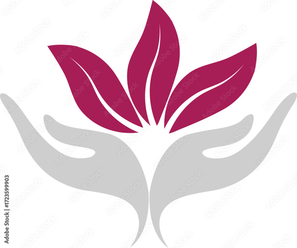 Obraz premium Outline Hand and Leaf Icon