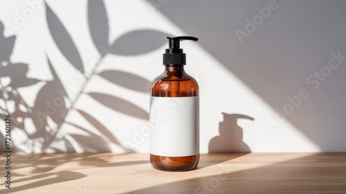 A modern product presentation featuring two matte black jars or bottles of varying sizes positioned on a white textured podium or block.