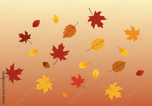 Vibrant autumn foliage gracefully descending, capturing the serene essence of the season's beautiful transition and natural splendor, creating a perfect backdrop for seasonal themes