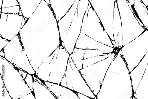 Broken glass crack Vector illustration on white background. cracked glass effects featuring jagged broken lines, impact cracks, fissures, and smashed textures.