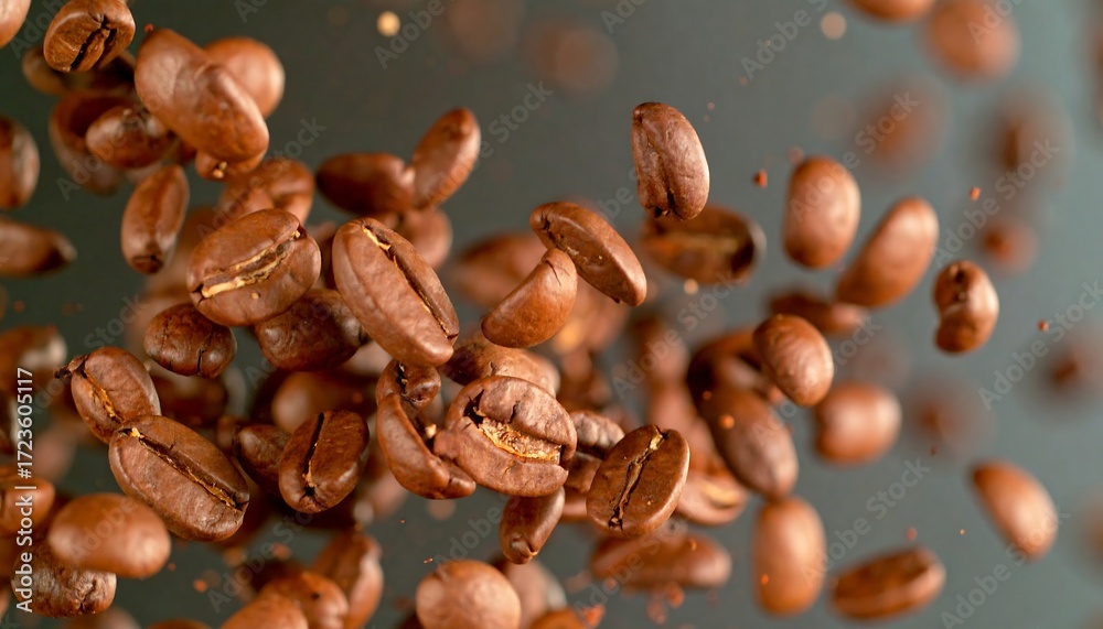 Obraz premium Coffee beans in mid-air (1)