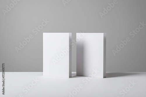 Two blank white cards on a light gray background