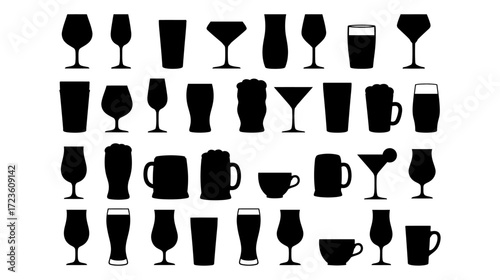 Set of Black Drinkware Silhouettes