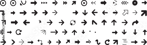 arrow icons vectors for ui web infographics including line solid outline dashed dotted curved minimal design ai eps png jpeg