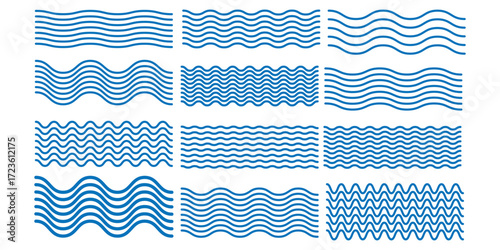 Waves line set. Wave ornament pattern. Set of wavy zigzag lines. Wave thin line background. Vector zigzag and wavy horizontal underline. Vector