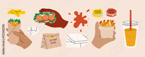 Street food illustration set