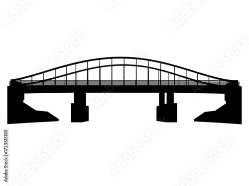 This New Transparent Background Silhouette of a Long Bridge is an Essential Design for Urban Planning, Construction, and Business-related projects.