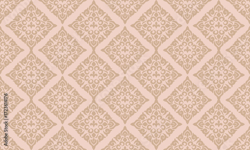 Elegant Beige Geometric Damask Seamless Pattern