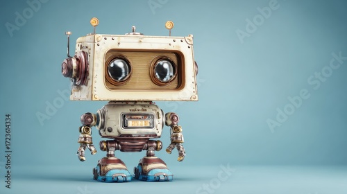 Retro robot design studio shot