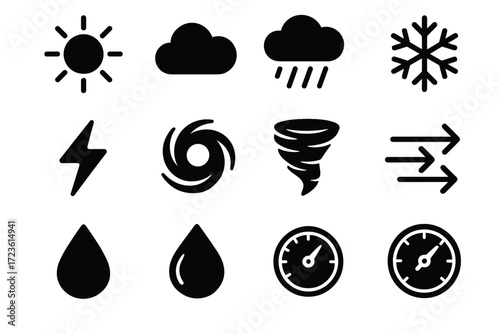 Sun set droplet vector meteorology flash icon cloud spiral humidity path tornado
