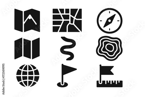 Dial meridians icon marker compass icons modern cartography vector grid ruler street